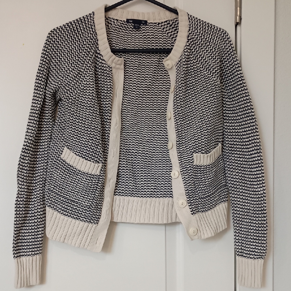 GAP Black and Cream Cardigan Sweater